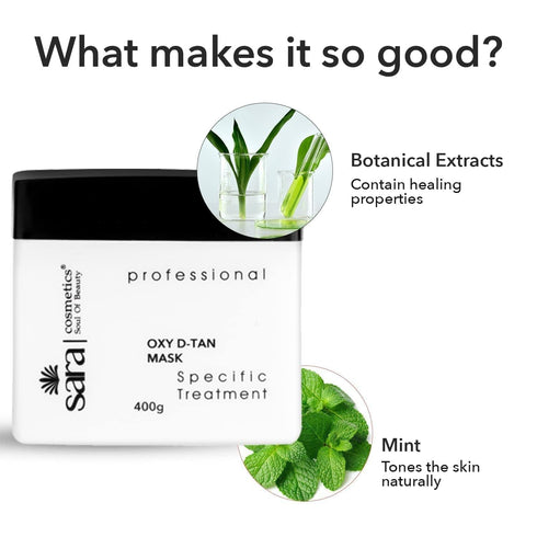 Sara Oxy D-Tan Face Mask Pack, 400gm + Oxy D-Tan Scrub, 175gm For Instant Tan removal & Blemish Prone skin | De-Tan For Women, Men | (Pack of 2)